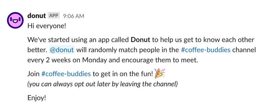Use Donut to Schedule 1-on-1 coffee chats
