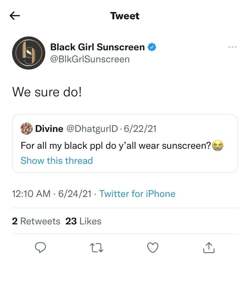 Black Girl Sunscreen use social listening