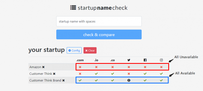 Customer Think: startup name check snapshot